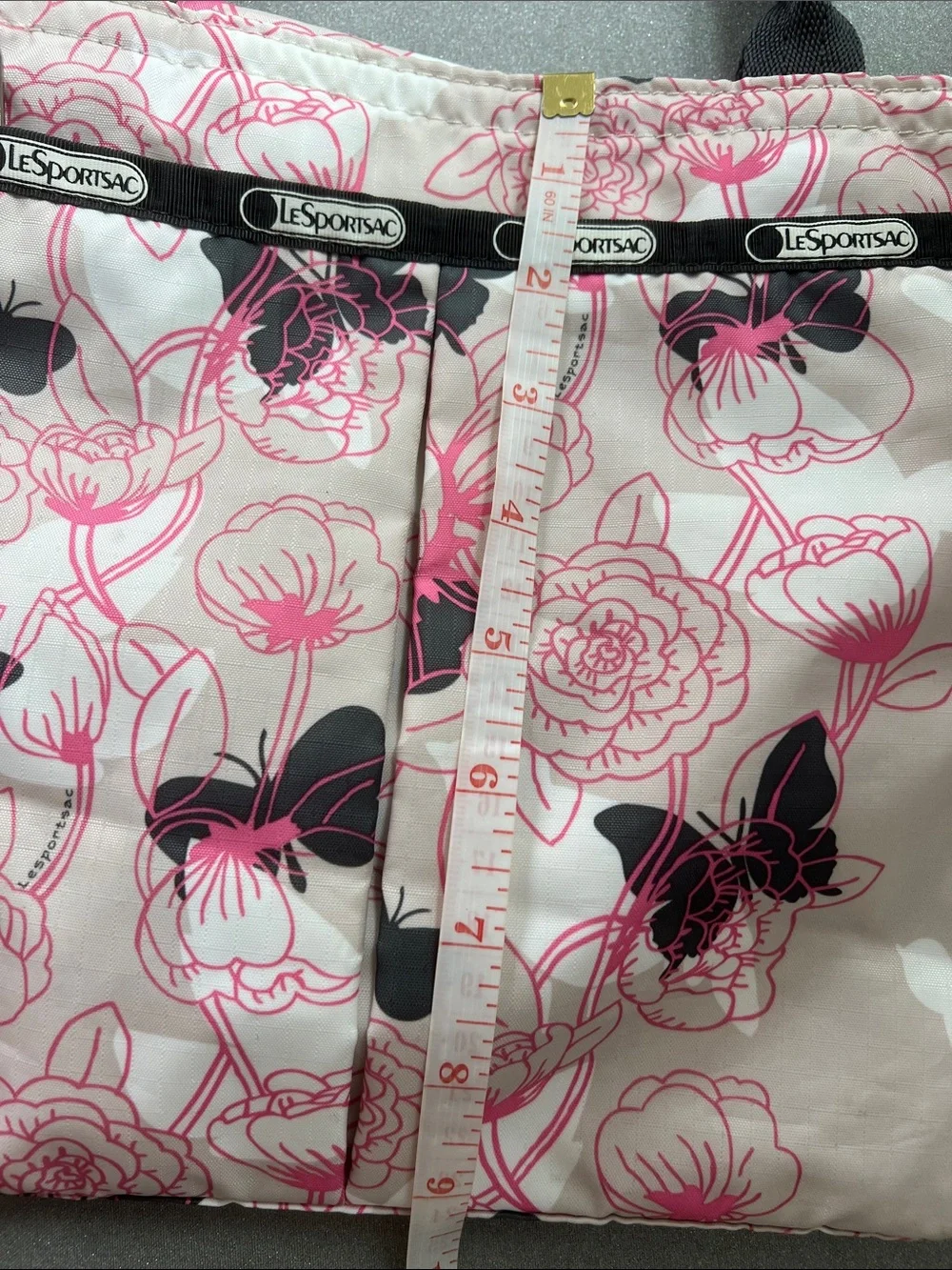 LeSportsac | Pink Tan White & Dark Gray Floral Tote Bag Size 9